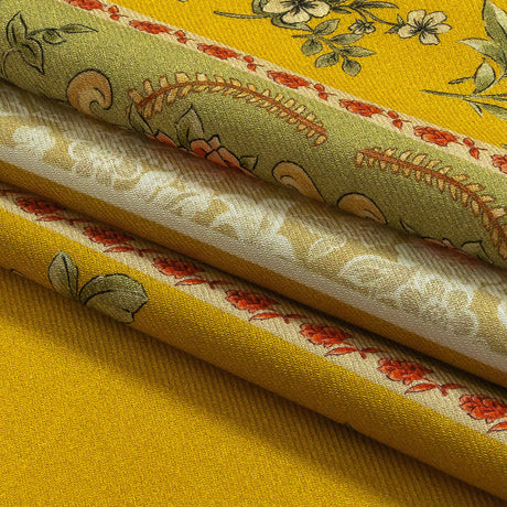 Cotton and Viscose Twill Panel - Yellow and Green Floral Squares - Mood Exclusive Palace of Illusions