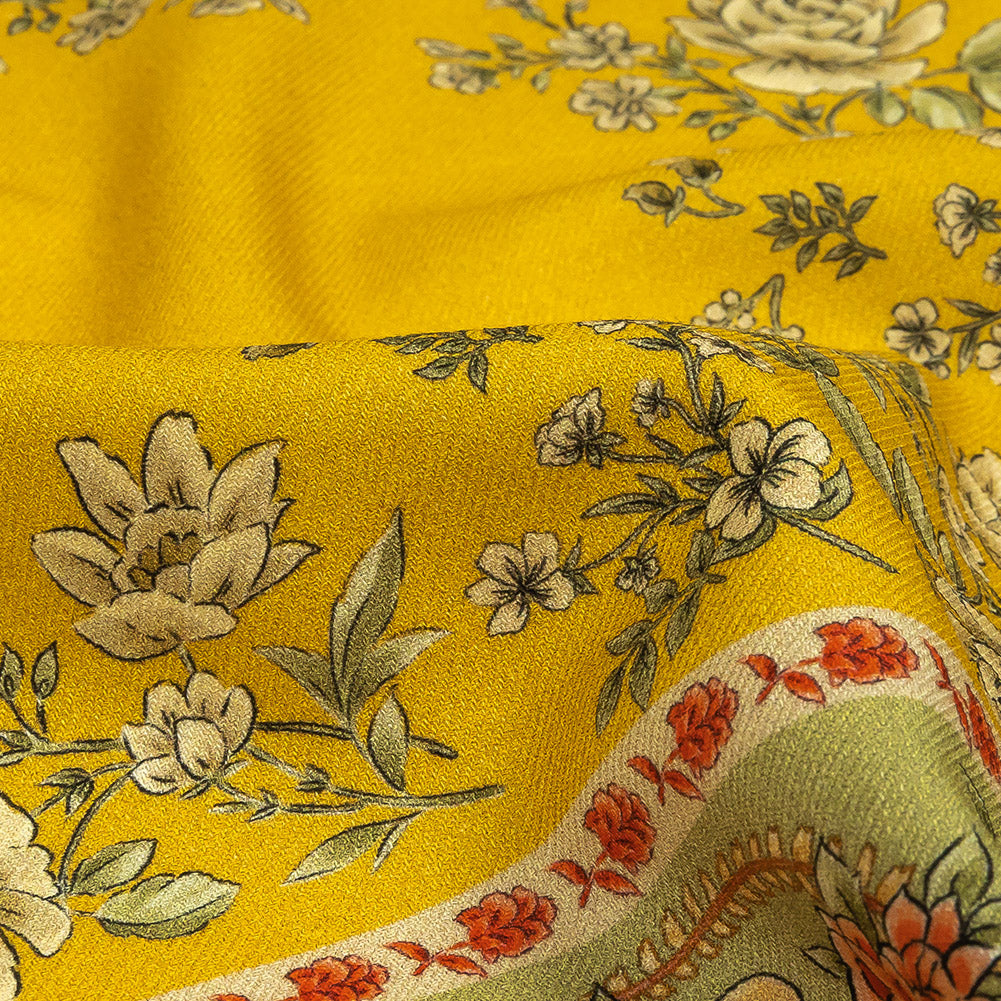 Cotton and Viscose Twill Panel - Yellow and Green Floral Squares - Mood Exclusive Palace of Illusions
