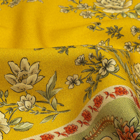 Cotton and Viscose Twill Panel - Yellow and Green Floral Squares - Mood Exclusive Palace of Illusions