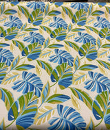 Swavelle Wind Blown Leaves Sunsplash 100 Percent Polyester Fabric - Blue Green Leaf Pattern, 54" Width (1 Yard)