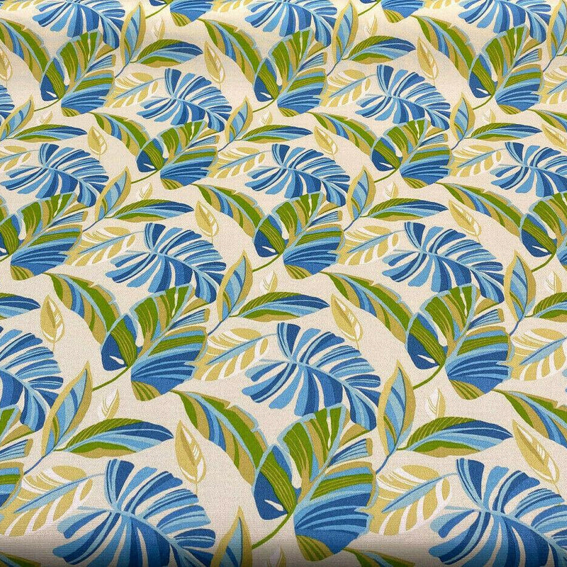 Swavelle Wind Blown Leaves Sunsplash 100 Percent Polyester Fabric - Blue Green Leaf Pattern, 54" Width (1 Yard)
