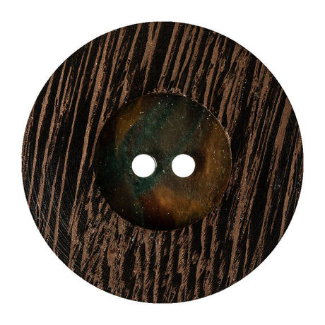 Wenge and Tort Swirls Textured Plastic 2-Hole Button - 58L/37mm