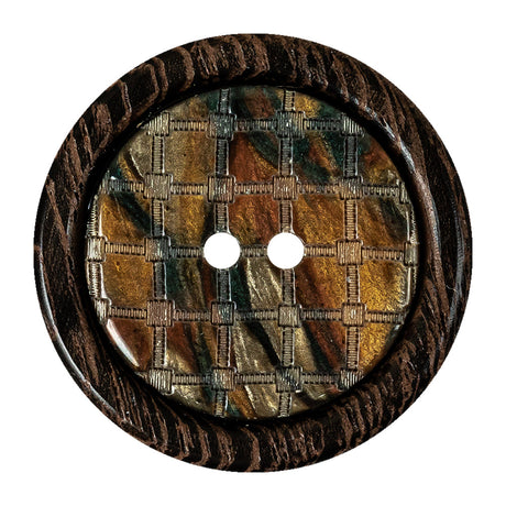 Wenge and Tort Swirls Textured Plastic 2-Hole Button - 58L/37mm