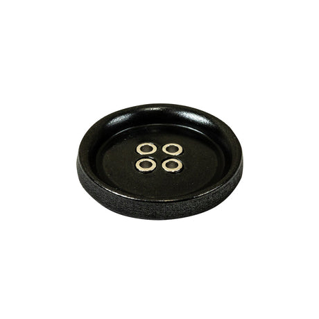 Italian Black and Silver 4-Hole Shallow Plate Metal Button - 36L/23mm