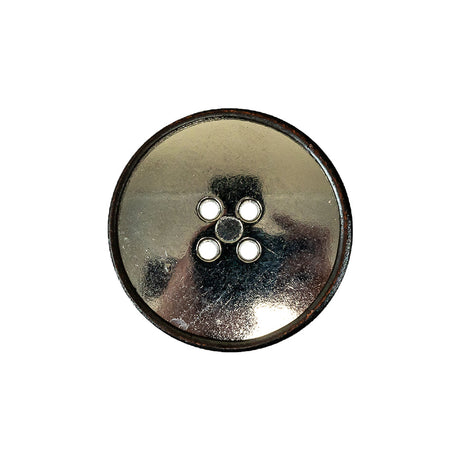 Italian Black and Silver 4-Hole Shallow Plate Metal Button - 36L/23mm