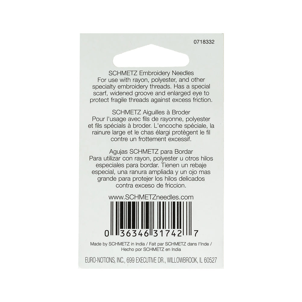 Schmetz Embroidery Machine Needles - Assorted Sizes - 5 ct