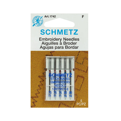 Schmetz Embroidery Machine Needles - Assorted Sizes - 5 ct