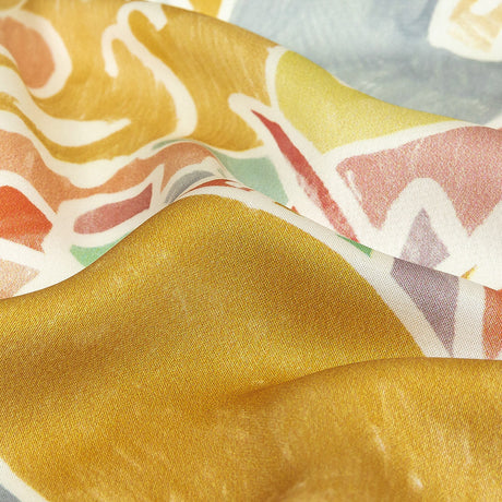 Polyester Charmeuse Print - Pink, Blue and Yellow Abstract - Mood Exclusive Gaudi's Gaze