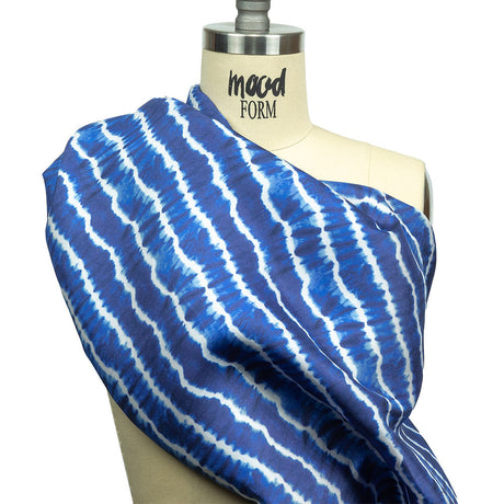 Viscose Twill Print - Blue and White Tie Dye - Mood Exclusive Making Waves