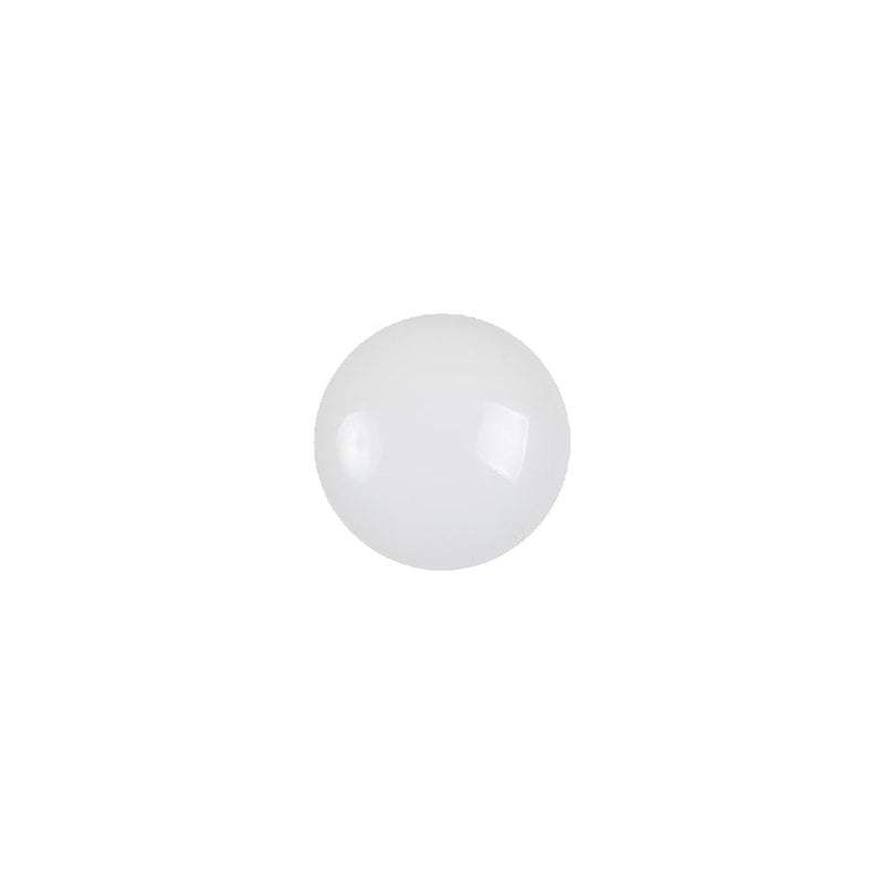 European White Self Back Glass Button - 18L/11.5mm