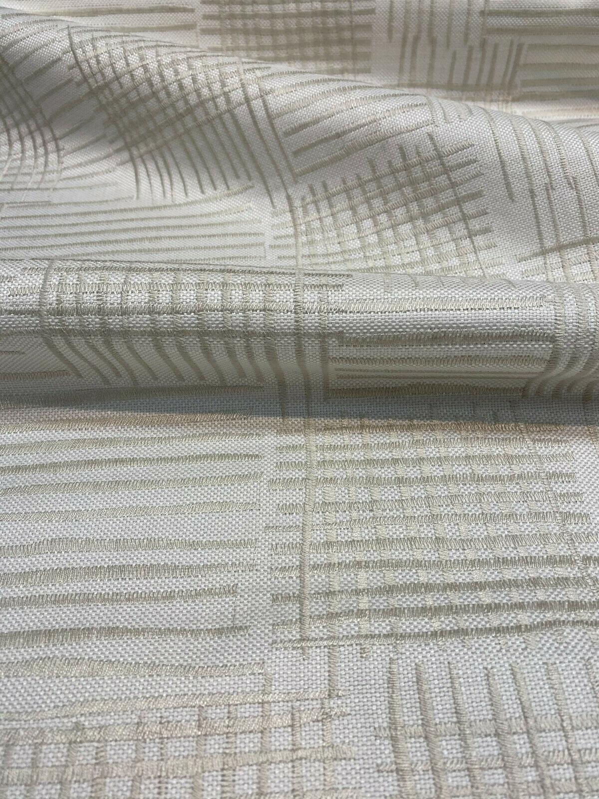 Swavelle Mill Creek Cross Back Backed Woven Polyester Fabric - White Ivory Beige, 56" Width (1 Yard)