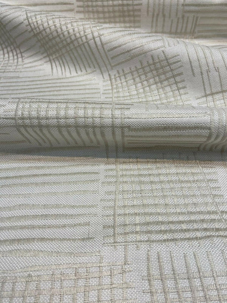 Swavelle Mill Creek Cross Back Backed Woven Polyester Fabric - White Ivory Beige, 56" Width (1 Yard)
