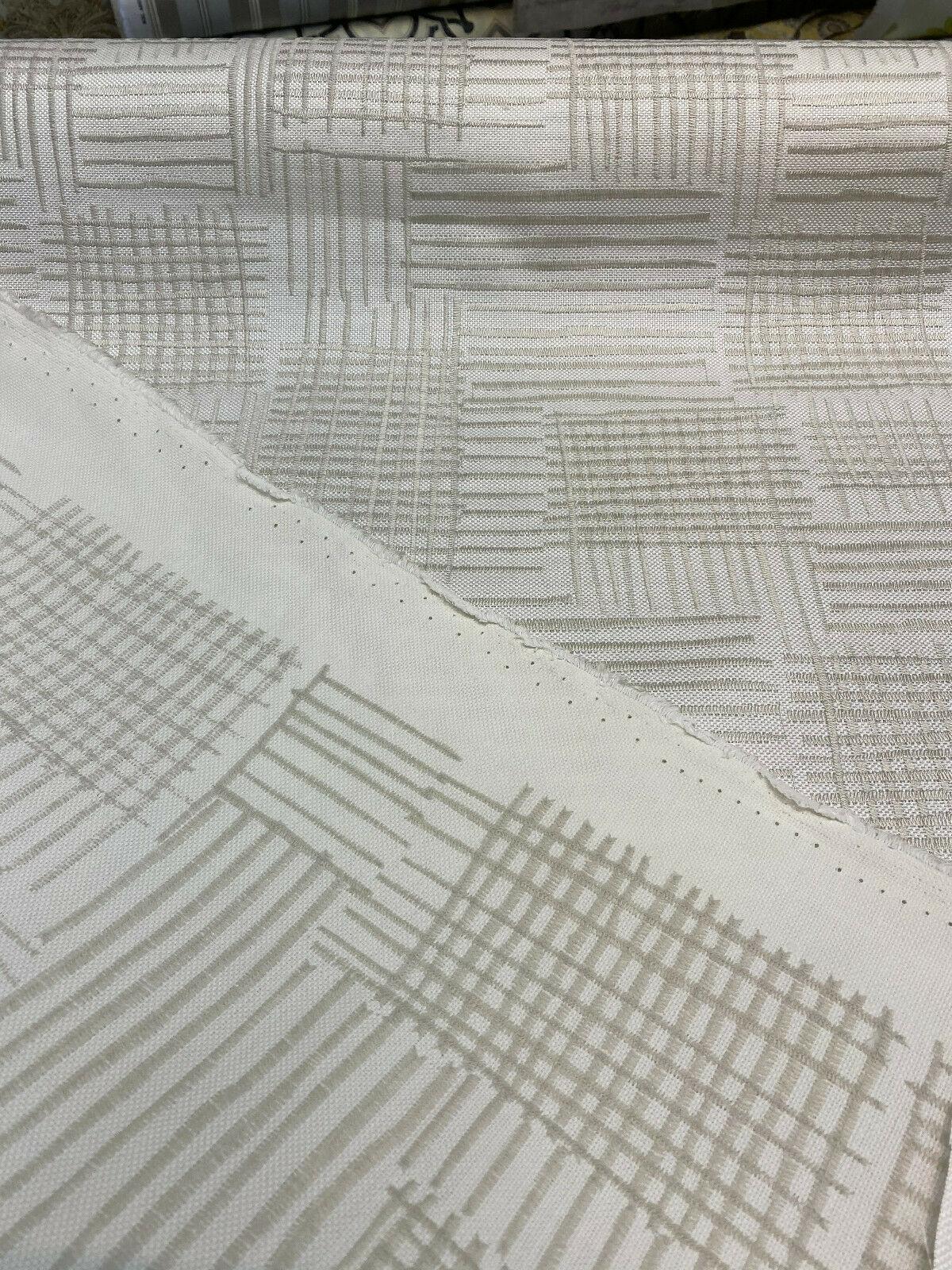 Swavelle Mill Creek Cross Back Backed Woven Polyester Fabric - White Ivory Beige, 56" Width (1 Yard)