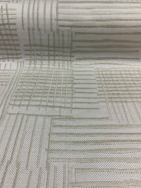 Swavelle Mill Creek Cross Back Backed Woven Polyester Fabric - White Ivory Beige, 56" Width (1 Yard)