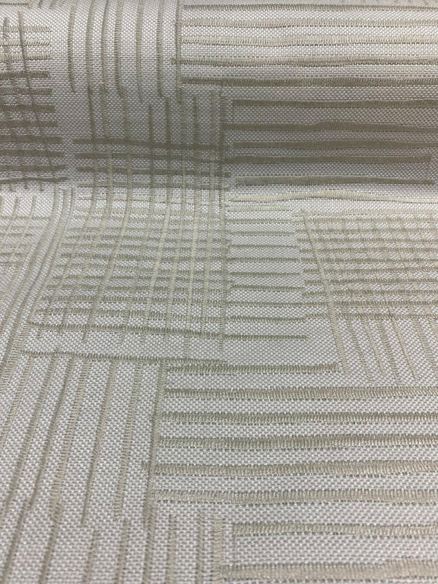 Swavelle Mill Creek Cross Back Backed Woven Polyester Fabric - White Ivory Beige, 56" Width (1 Yard)