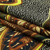 Viscose Crepe Print - Black, Green and Orange Textural Floral - Mood Exclusive Chalkboard Chic