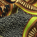Viscose Crepe Print - Black, Green and Orange Textural Floral - Mood Exclusive Chalkboard Chic
