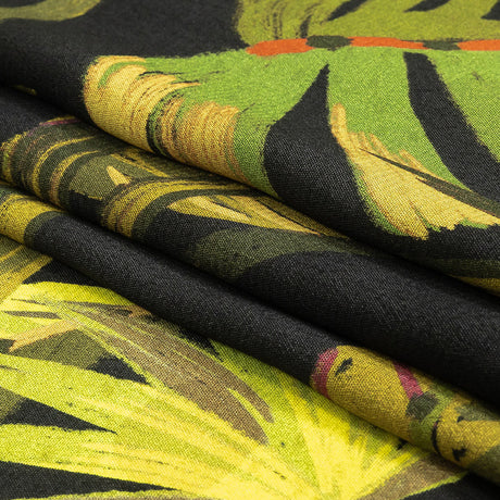Viscose Crepe Print - Black and Green Palm Leaves - Mood Exclusive Tangled Thicket