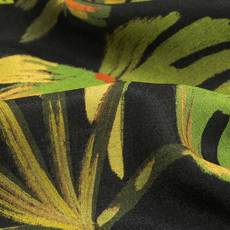 Viscose Crepe Print - Black and Green Palm Leaves - Mood Exclusive Tangled Thicket