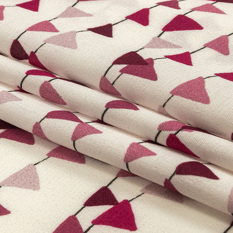 Sustainable Viscose Woven Print - White and Purple Triangle Strands - Mood Exclusive Pennant Party