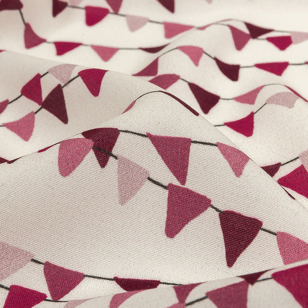 Sustainable Viscose Woven Print - White and Purple Triangle Strands - Mood Exclusive Pennant Party