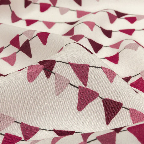 Sustainable Viscose Woven Print - White and Purple Triangle Strands - Mood Exclusive Pennant Party