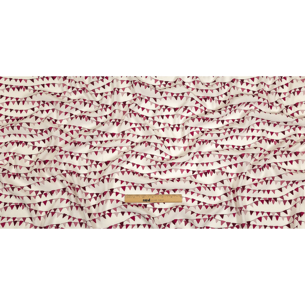 Sustainable Viscose Woven Print - White and Purple Triangle Strands - Mood Exclusive Pennant Party