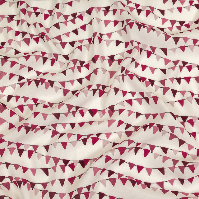 Sustainable Viscose Woven Print - White and Purple Triangle Strands - Mood Exclusive Pennant Party