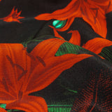 Viscose Crepe Print - Red, Black and Green Floral - Mood Exclusive Luminescent Lilies