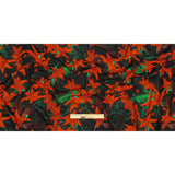 Viscose Crepe Print - Red, Black and Green Floral - Mood Exclusive Luminescent Lilies