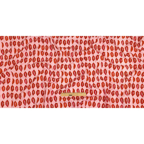 Stretch Polyester Woven Print - Pink and Red Lips - Mood Exclusive Mouthing Off