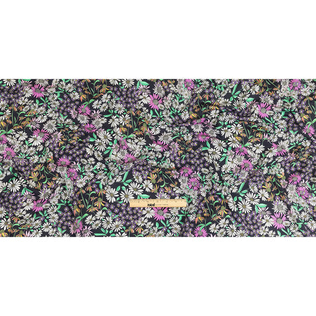 Fluid Polyester Twill Print - Green, Pink and Purple Floral - Mood Exclusive Daisy Destination