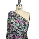 Fluid Polyester Twill Print - Green, Pink and Purple Floral - Mood Exclusive Daisy Destination