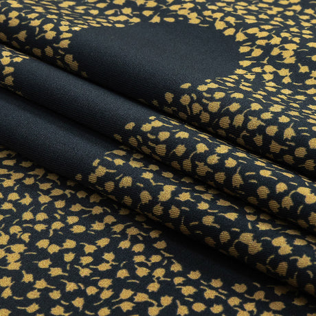 Stretch Polyester Twill Print - Navy Polka Dots in Leaves - Mood Exclusive Tangled Topiary