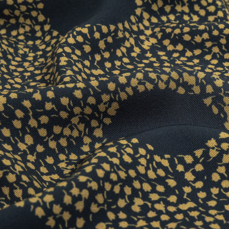 Stretch Polyester Twill Print - Navy Polka Dots in Leaves - Mood Exclusive Tangled Topiary