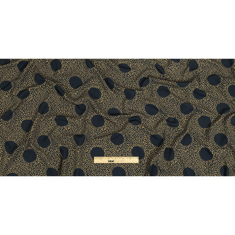 Stretch Polyester Twill Print - Navy Polka Dots in Leaves - Mood Exclusive Tangled Topiary