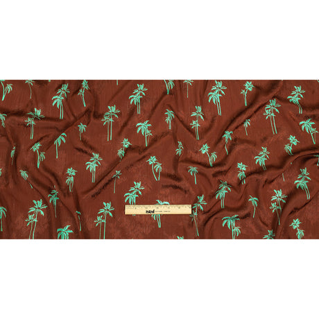 Crinkled Leafy Polyester Jacquard Print - Picante and Green Palm Trees - Mood Exclusive Palm Reading