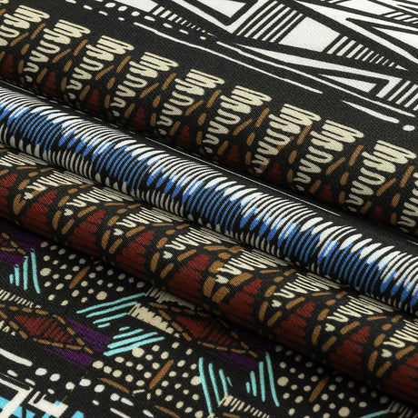 Fluid Polyester Twill Print - Blue and White Geometric Stripes - Mood Exclusive Hypatia