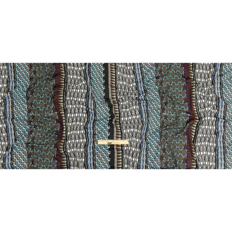 Fluid Polyester Twill Print - Blue and White Geometric Stripes - Mood Exclusive Hypatia