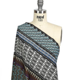 Fluid Polyester Twill Print - Blue and White Geometric Stripes - Mood Exclusive Hypatia