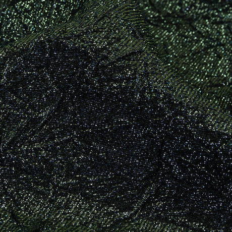 Astrolabe Metallic Evergreen and Navy Crinkled Luxury Brocade with Black Backing