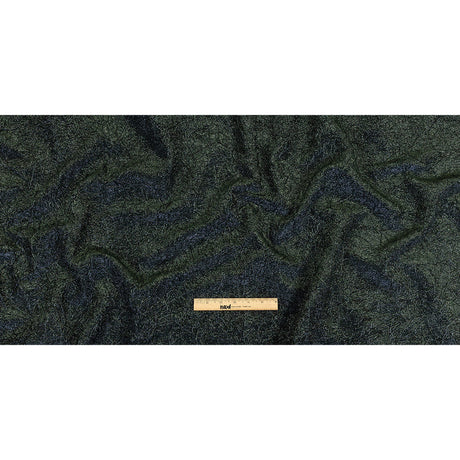 Astrolabe Metallic Evergreen and Navy Crinkled Luxury Brocade with Black Backing