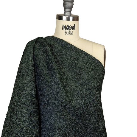 Astrolabe Metallic Evergreen and Navy Crinkled Luxury Brocade with Black Backing