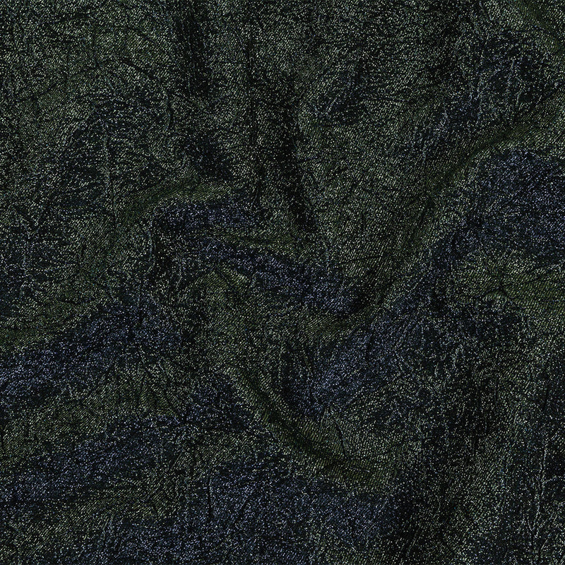 Astrolabe Metallic Evergreen and Navy Crinkled Luxury Brocade with Black Backing