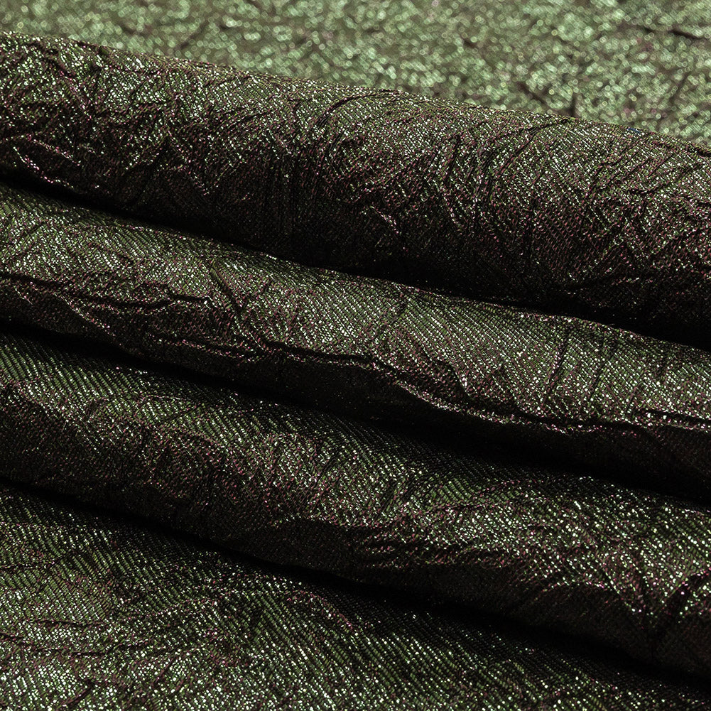 Astrolabe Metallic Olive and Wine Crinkled Luxury Brocade with Black Backing
