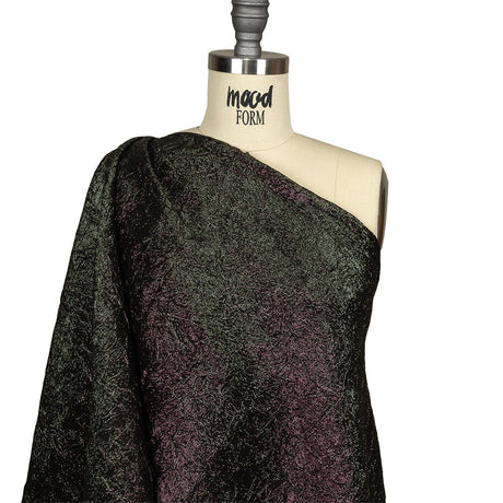 Astrolabe Metallic Olive and Wine Crinkled Luxury Brocade with Black Backing
