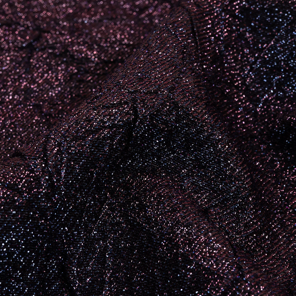 Astrolabe Metallic Navy and Purple Crinkled Luxury Brocade with Black Backing