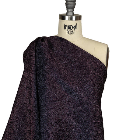 Astrolabe Metallic Navy and Purple Crinkled Luxury Brocade with Black Backing