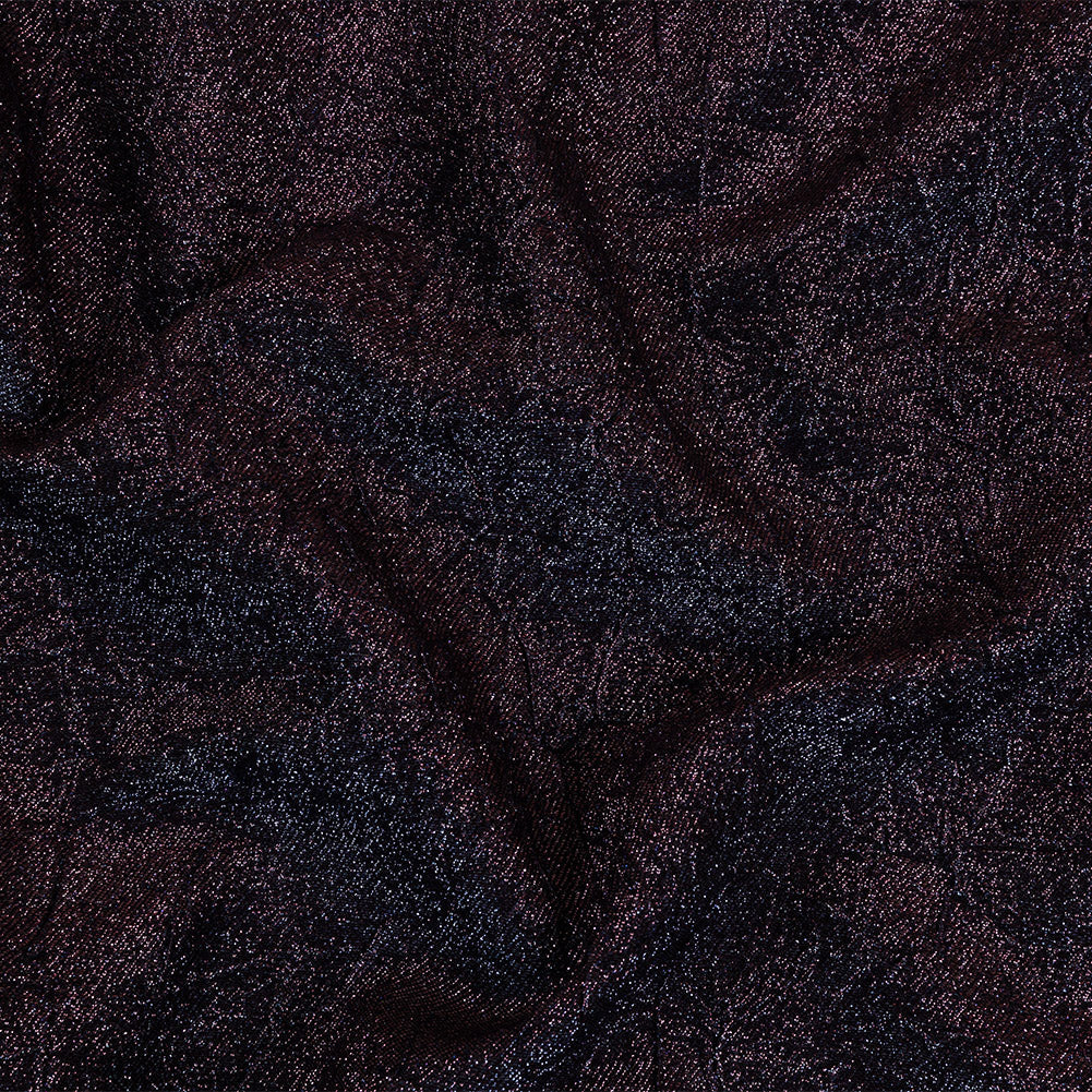 Astrolabe Metallic Navy and Purple Crinkled Luxury Brocade with Black Backing