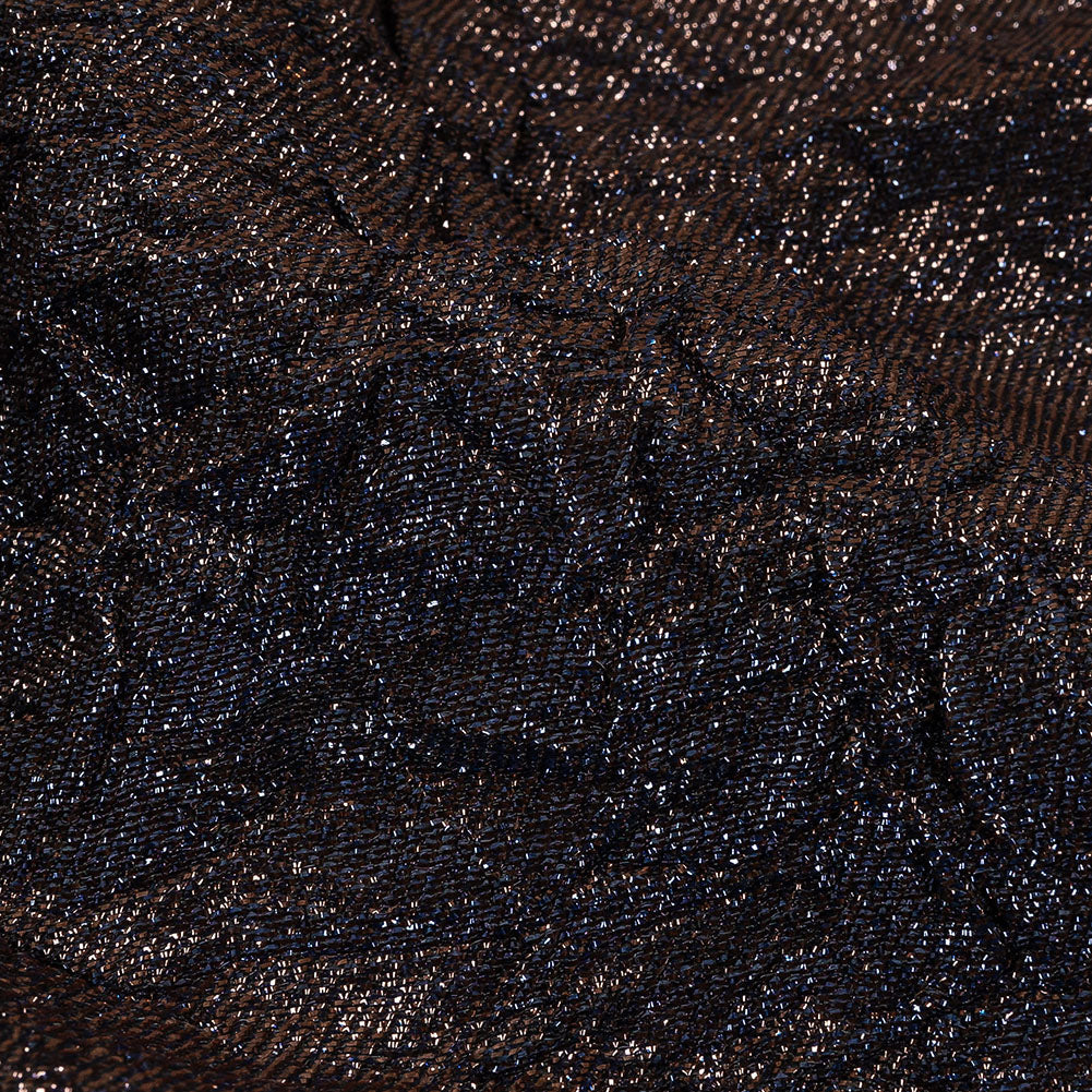 Astrolabe Metallic Navy and Copper Crinkled Luxury Brocade with Black Backing